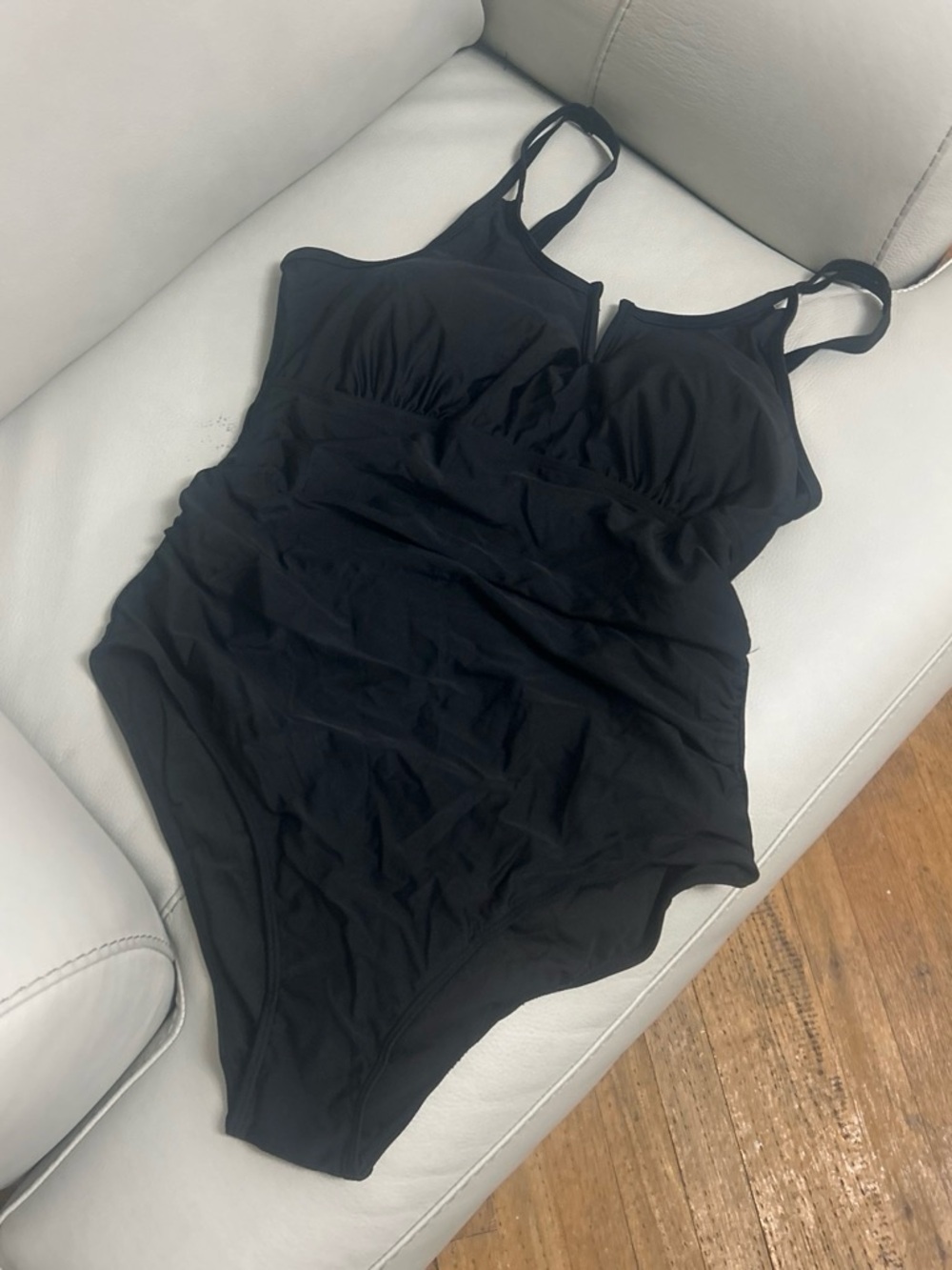 Classic Black One-Piece Swimsuit - Sleek Supportive Design